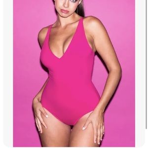 TA3 Sexy Plungey Swim Suit Sz S Small Hot Pink BNWT